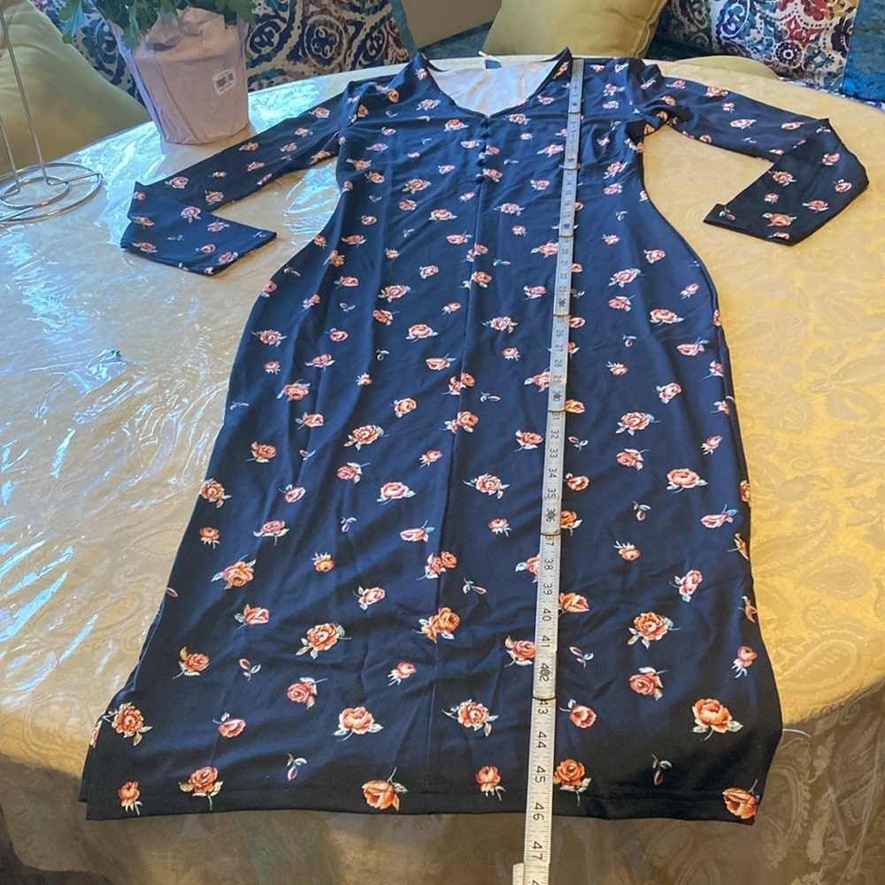 SHEIN VCAY Allover Floral Print Split Thigh Bodycon Dress size S new with tag - Picture 4 of 15
